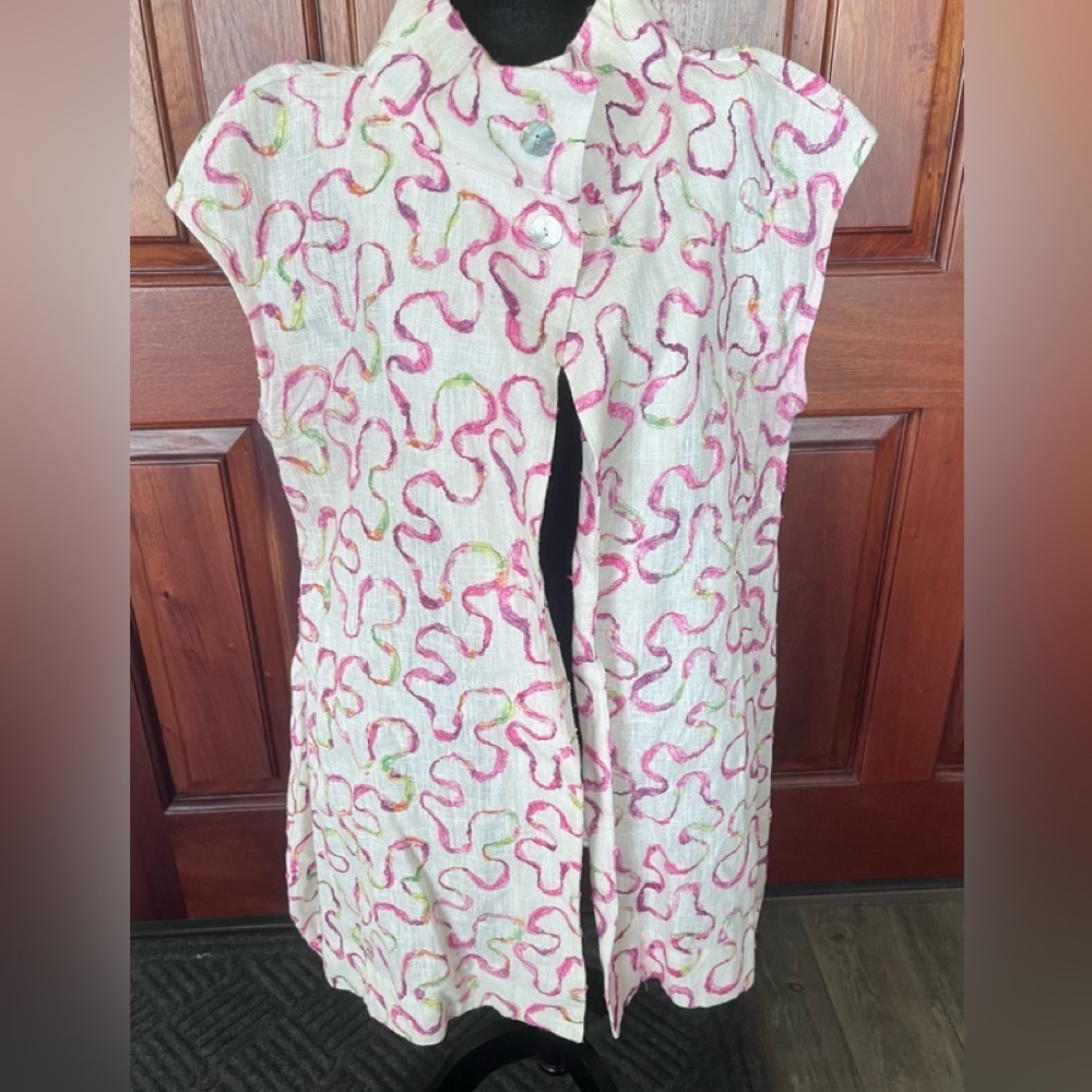Bryn Walker Long Vest Coat Open Front Size m Drape Duster Lagenlook Art To Wear